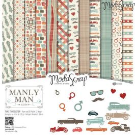 Set Carte Scrapbooking MANLY MAN - 12 fogli 30,5 x 30,5 cm Modascrap '