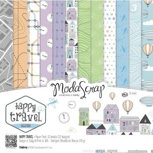 MODASCRAP PAPER PACK - HAPPY TRAVEL COLLECTION 30X30CM '